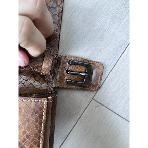 VTG Authentic VALENTINO SNAKE LEATHER SHOULDER MID BAG TAN - Picture 15 of 16